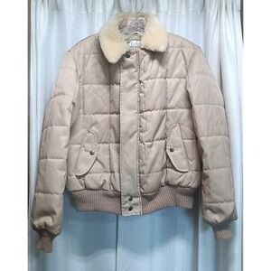 Lakeland Men's Size‎ 42 Beige Quilted Sherpa Lined Bomber Jacket Vintage